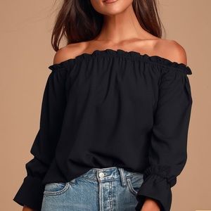 Lulu’s All in Good Fun Black Off-the-Shoulder Top